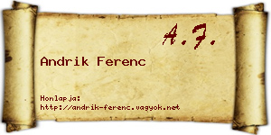 Andrik Ferenc névjegykártya